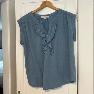 LOFT Blue Ruffle Women's Sleeveless Top. Size large